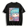 Cute Q Version Anime Character Print T-shirt Trendy Anime Style Loose Casual Top For Men And Women Pure Cotton T-shirt
