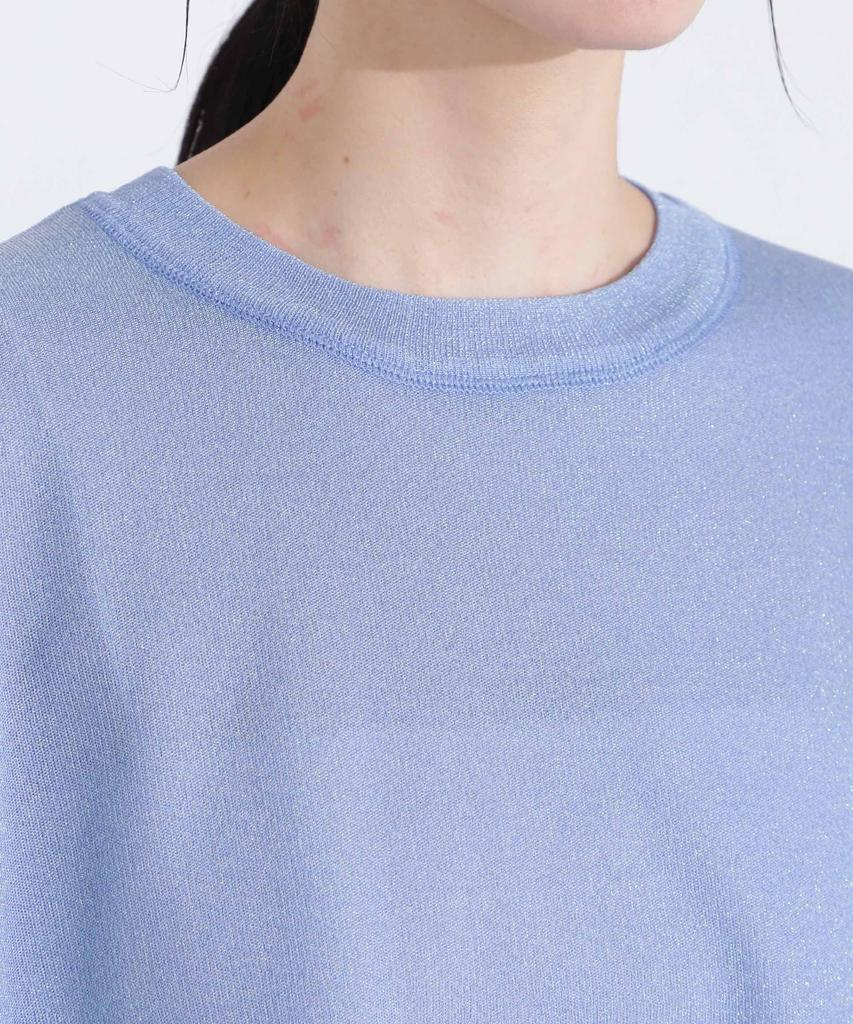 Nano Universe Aurora Sheer Smooth Knit F Lamé T-Shirt, Women's, 030, White, 669-5122312