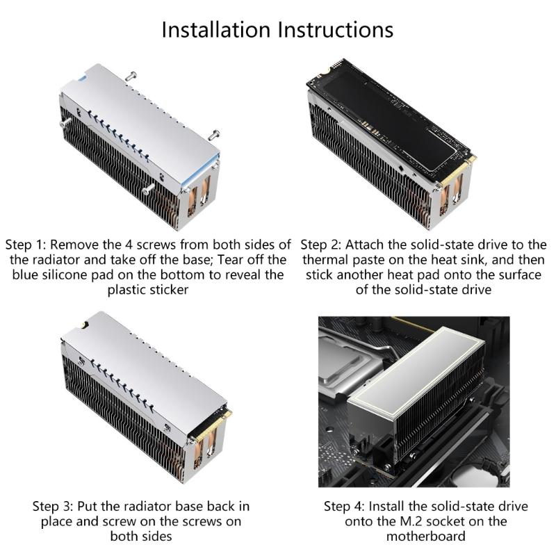 Universal M.2 SSDs Coolers Double Heat Tube For Various 2280 Models for Easy Installation on Multiple Computer Systems