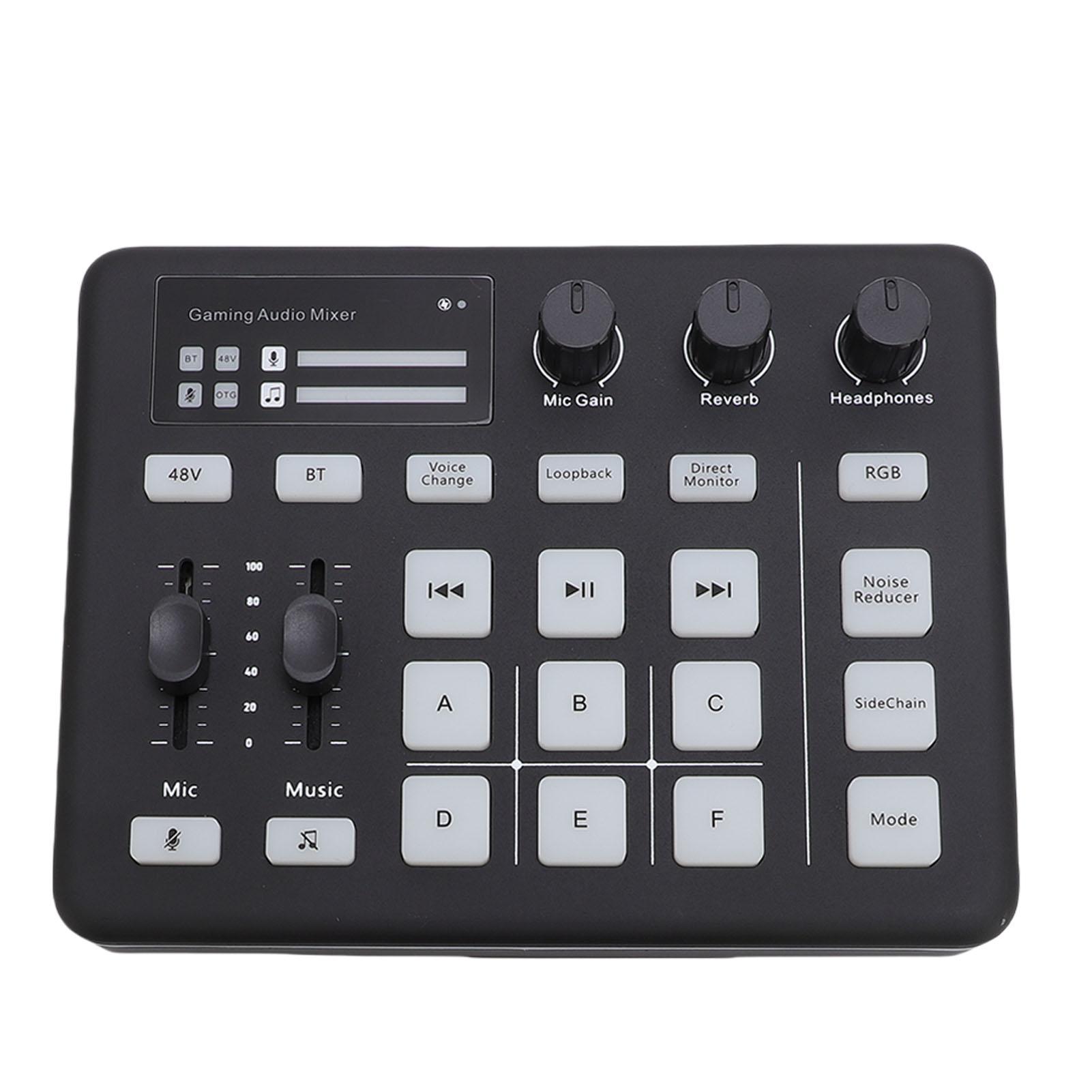 

Gaming Sound Mixer Bluetooth 5.0 Type C Live Sound Card with RGB Light for Live Streaming Podcasting