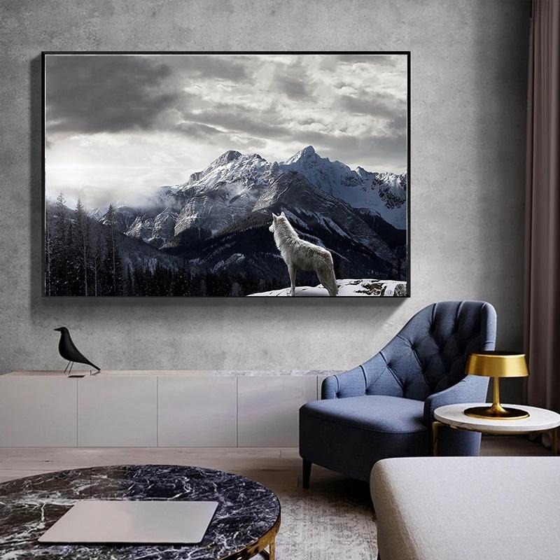 Wolf Paintings on Canvas Painting Animal Print Hanging Pictures for Home Living Room Bedroom Wall Decor Poster and Print