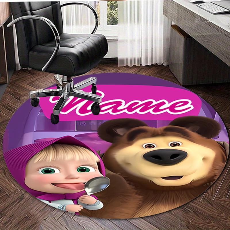 Personalized M-Masha and the Bear Round Chair Office Rug - Perfect for Mat, Office Chair & More - Ideal Gift for Birthdays and Holidays