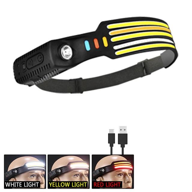 Novo Farol LED COB Multimodo com Sensor Bateria Embutida Recarregável por USB À Prova d'Água Lanterna para Acampamento ao Ar Livre Pesca