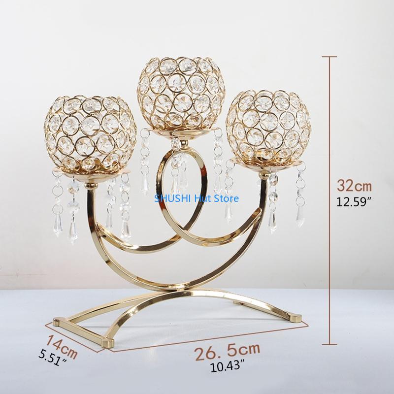 Crystal 3 Arms Candlestick Holders Ornaments Table Centerpieces for Wedding D57B