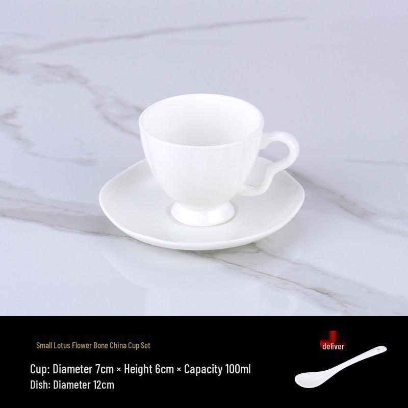 Luxurious Bone China Gold Rim Coffee Cup & Saucer Set - Pure White Ceramic English Style for Hotels and European Coffee Service