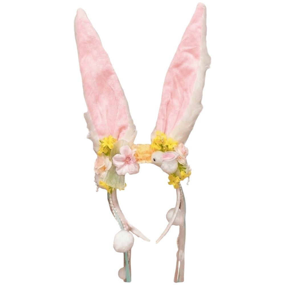 Flower Rabbit Hair Band Plush Rabbit Ear Hair Ornament Funny Mid-Autumn Festival Headband Festival