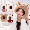 keep warm Women's Scarf Hat Thick Fluffy Hat Scarf Cute Ear Protection Hat  Winter