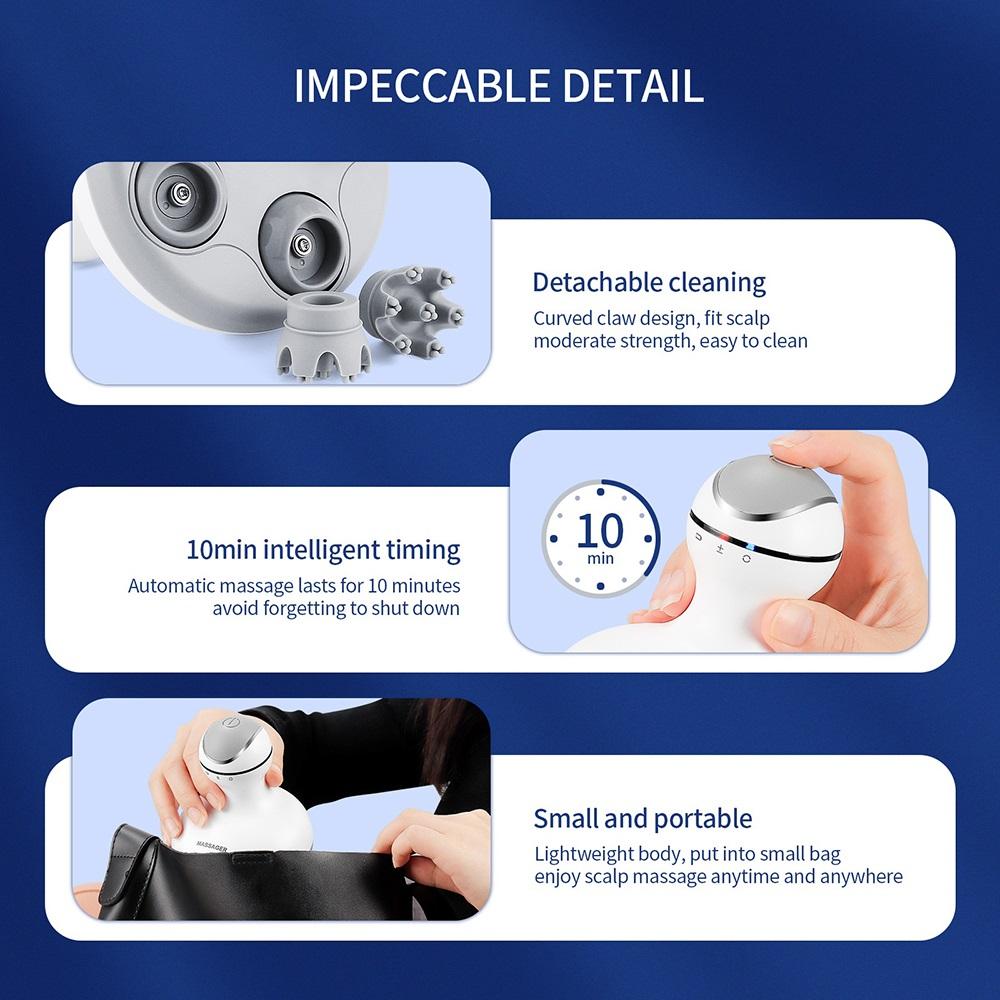 Vodotěsný elektrický masážní přístroj na hlavu Masážní hřeben na pokožku hlavy Kartáč na čištění vlasů Tělový hloubkový tkáňový hnětací vibrační váleček Škrabka