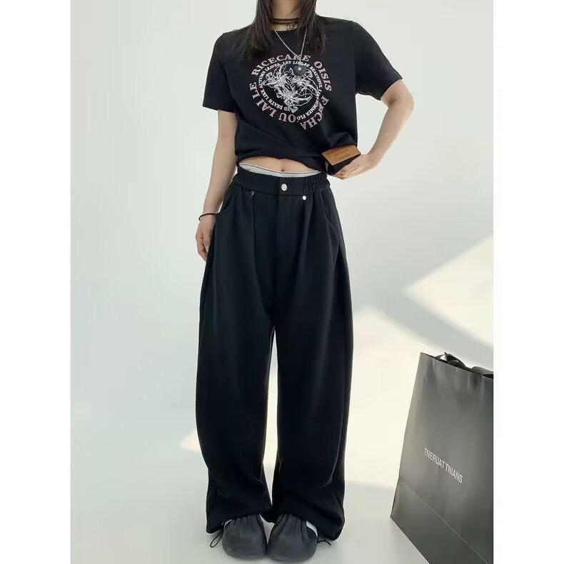 Femeii pantaloni largi de trening Vintage Baggy primăvară toamnă streetwear Y2K pantaloni largi cu picior casual hip hop sport pantaloni doamnă