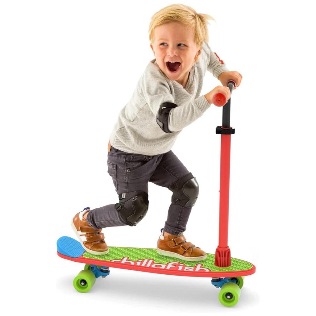 Chillafish Skaty Scooty Kick Scooter Skateboard Red 4 Wheel Scooter CPSS01RED Genuine Product 2-in-1 &