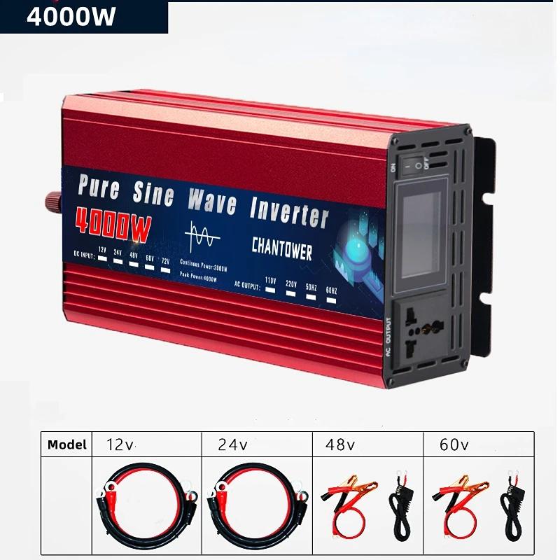 Pure Sine Wave Inverter DC 12V/24V/48V/60V/72V To AC 220V/110V 1000W 2000W 3000W 4000W 5000W Power Converter Car Solar Inverter