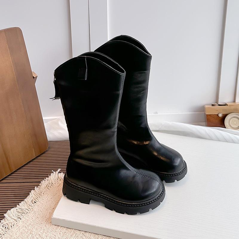 Chaussures Antidérapantes - Nouvelles Bottes Longues pour Enfants, Bottes Hautes en Cuir Souple, Bottes pour Filles