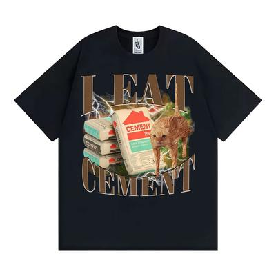 I Eat Cement Funny Cat Meme Graphic T-shirts Men Women Casual 100% Cotton Oversized T Shirt Fashion Vintage Short Sleeve T-shirt