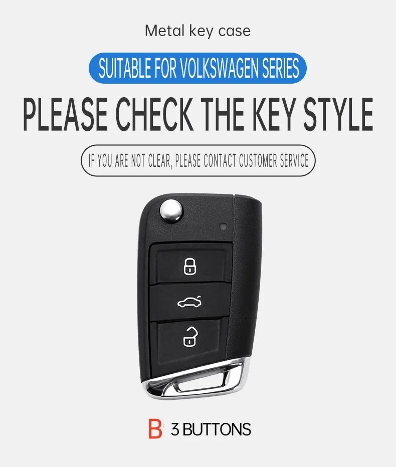 Valve Stems Caps For VOLKSWAGEN VW New Zinc Alloy Leather Car Remote Key Case Cover Protector Holder Shell For VW Volkswagen Gol GB31