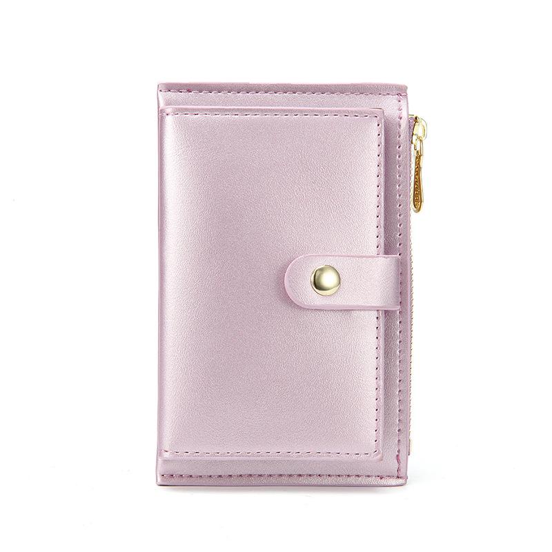 HAITAO Women's Pearlescent Korean Wallet: Compact Zipper Bag with Multi-Card Slots and Coin Purse.