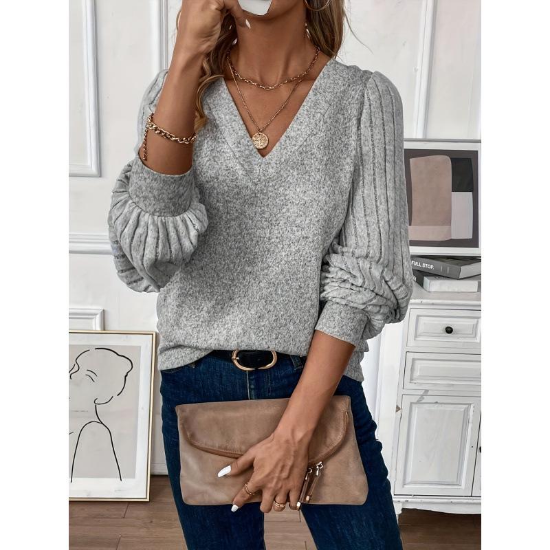 2025 Spring Women's Solid Color Patchwork Collar Pullover