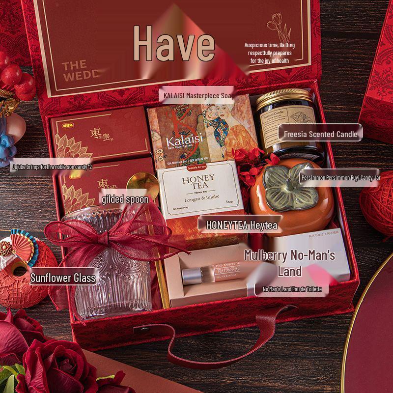 Freudiges Hochzeitsgastgeschenk-Set: Elegante Handtaschen-Geschenkbox für Brautjungfern und weibliche Gäste