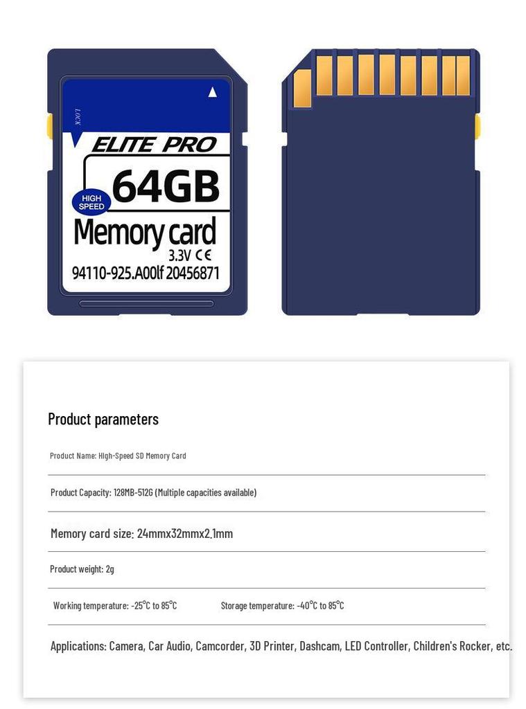 High-Speed 128GB SD Memory Card for DSLR and Camcorder