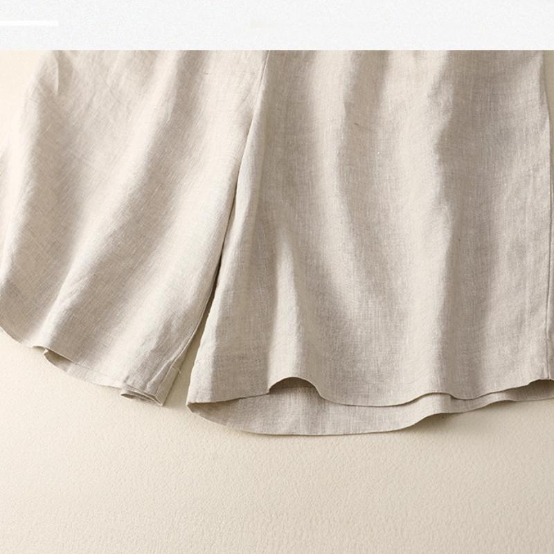 Sommer Frauen Literarische Baumwolle und Leinen Shorts Lose Weite Bein Fünf-Punkt-Hose Frauen