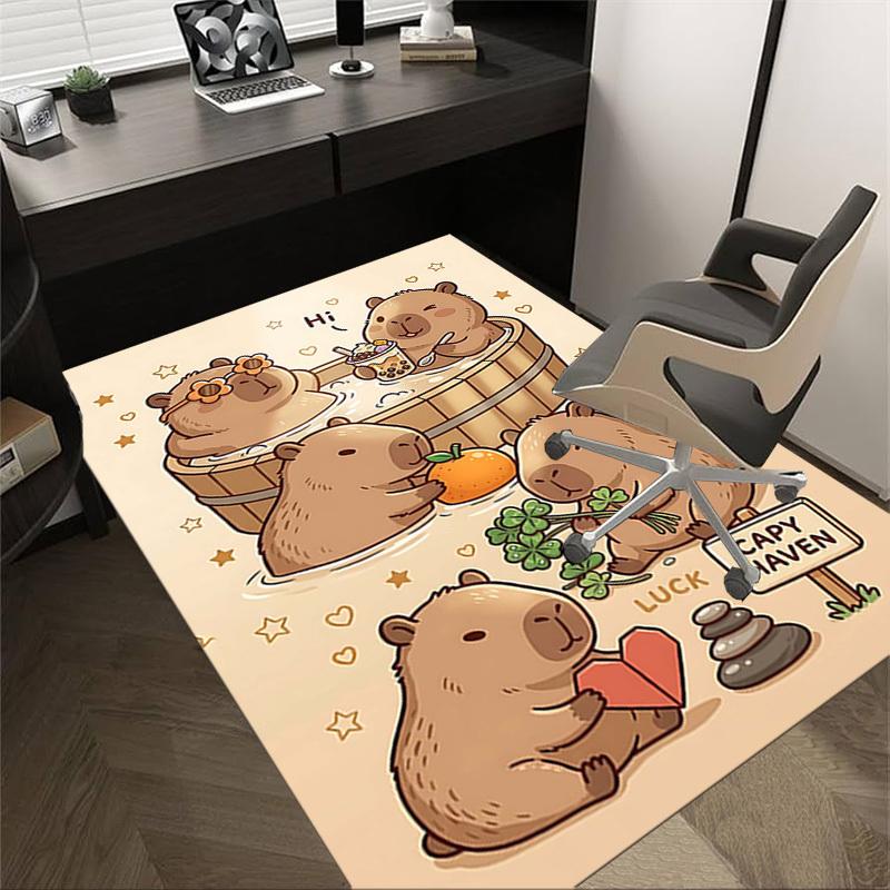 

1PC Capybara Circle Non-Slip Floor Carpet Compatible for Office&Living Room&Bedroom&Dining room - Soft & Pattern, Vibrant Colors-H0332 60cm by 90cm