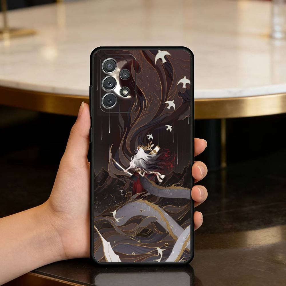 Cool O-Onmyoji Game Soft Silicone Black Cover Phone Case For Samsung Galaxy A73,A72,A71,A70,A53,A52,A51