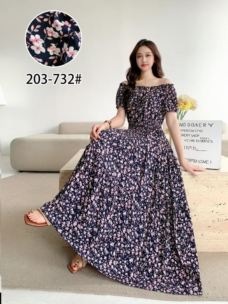 2024 Women's Beach Dress Short Sleeve Floral Dress Cotton Travel Vacation Bohemian Skirt Summer Halter
