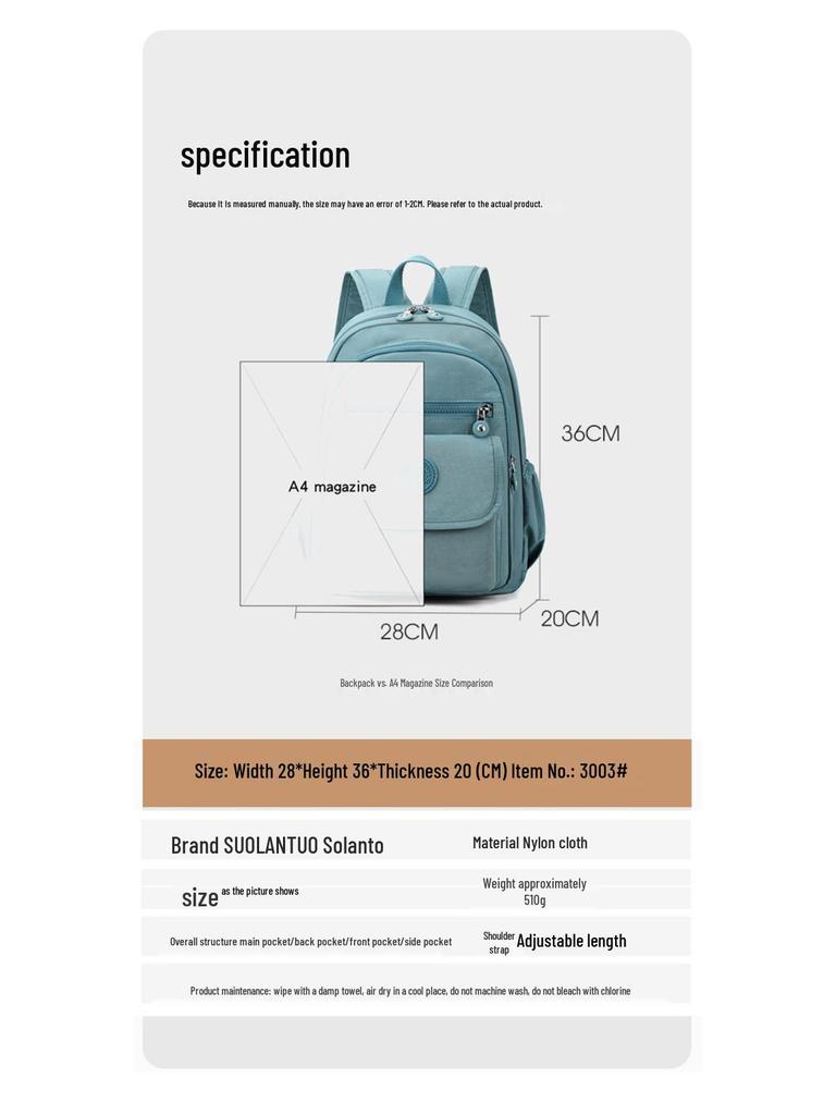 Lightweight Small Canvas Backpack for Middle-aged and Elderly Women