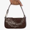 By Far Mini Rachel Series Leather Vintage Crocodile Pattern Chain Baguette Shoulder Bag Women bags Hazelnut 20CRMIRANEDSMA