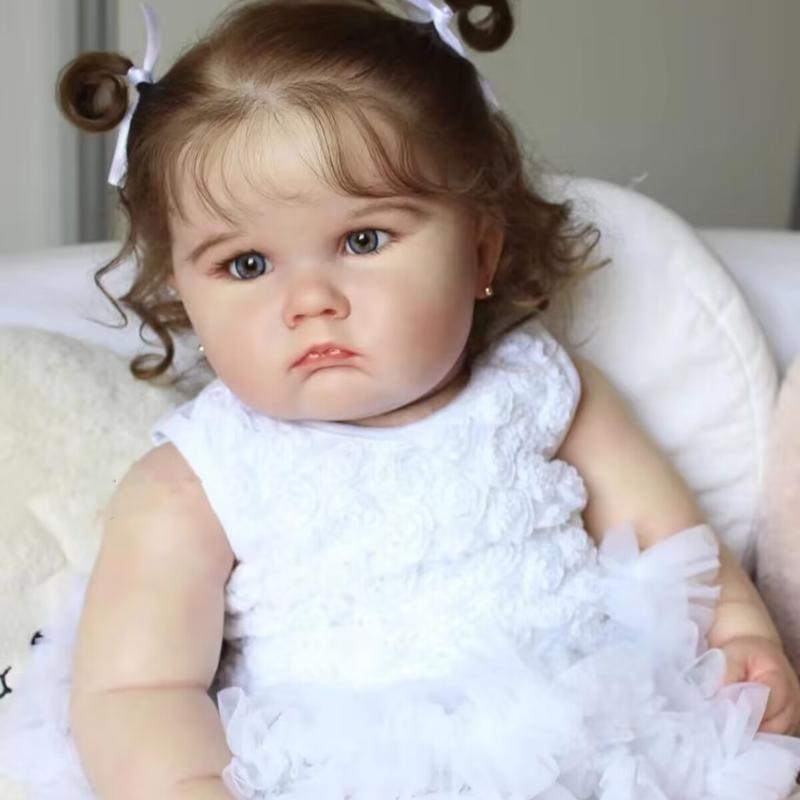 Urocza 60 cm ogromny rozmiar Reborn Baby maluch lalka 3D malowana wykwintne szczegółowe widoczne naczynia krwionośne lalka nowonarodzona ciało z miękkiej tkaniny zabawki dla dzieci