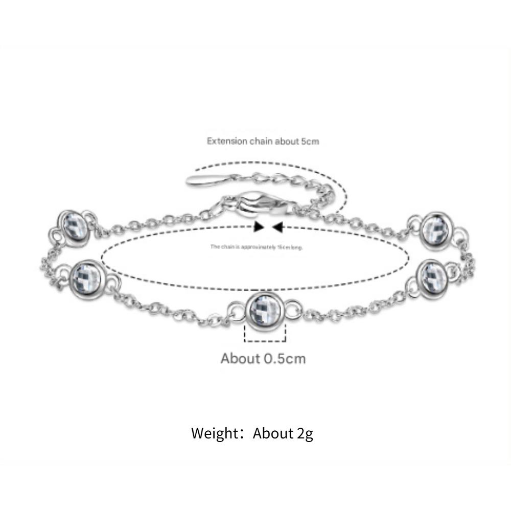 925 Sterling Silver Simple Stylish Colorful Geometric Crystal Zircon Bracelet Birthday Party Anniversary Gift