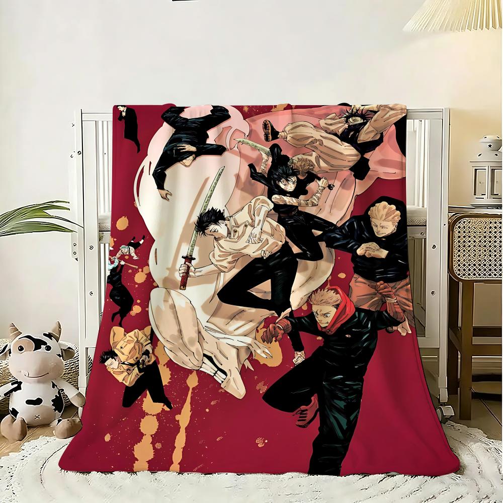 Cartoon Jujutsu Kaisen Throw 240g Flannel Blanket Lightweight Soft Skin-friendly Summer Thin Throw Blanket