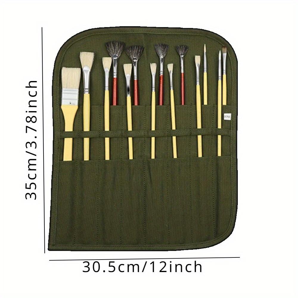 16 Grids Drawing Brush Storage Rolls Bag Watercolor Draw Pouch for Artist Oil Paint Pen Holder Canvas Pen Cases Brush Curtain