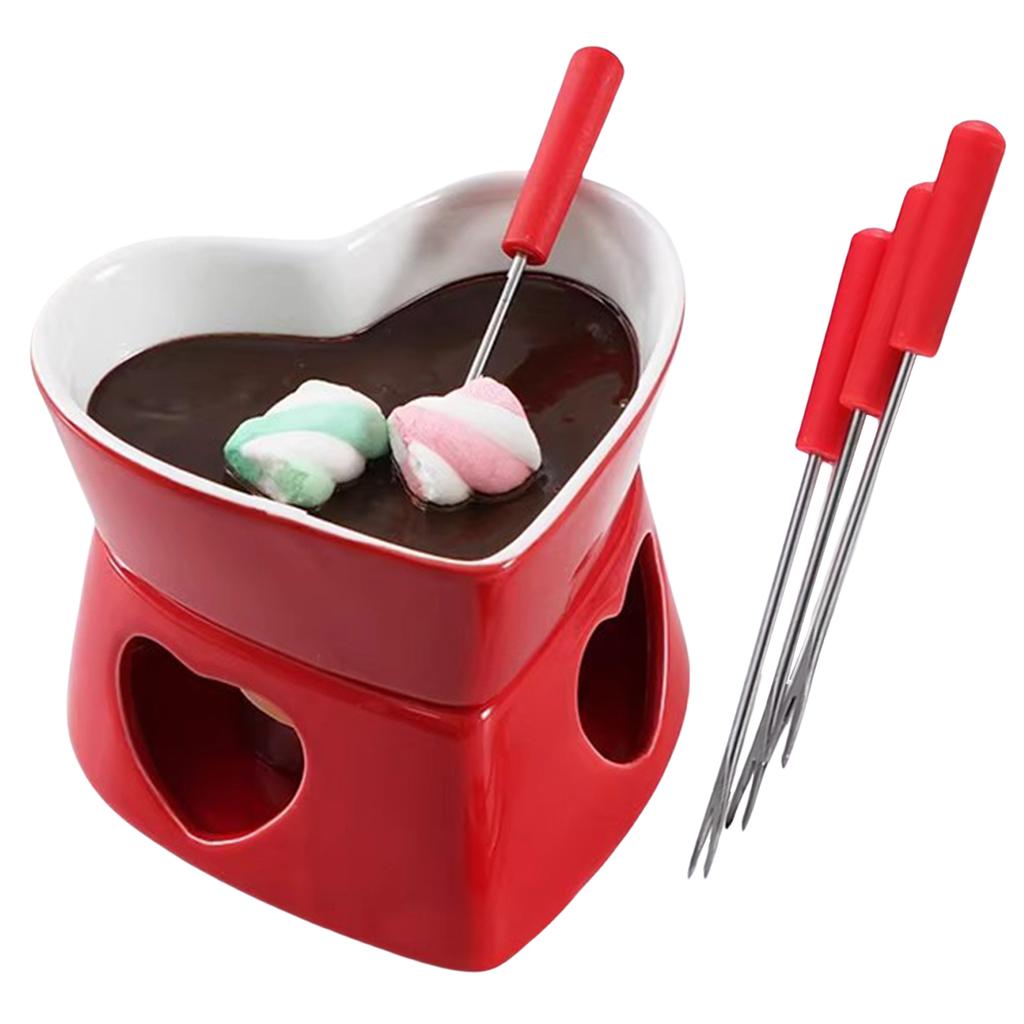 Heart Shaped Mini Fondue Pot Set 320ML Chocolate Fondue Melting Cup for Parties Cozy Nights Gifts