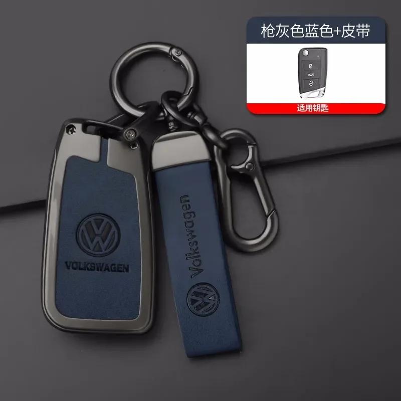 

2026 Hot For VW VOLKSWAGEN Zinc Alloy Leather Car Key Fob Case Cover Shell For VW Volkswagen Golf 7 MK7 Tiguan MK2 T-roc T-cross