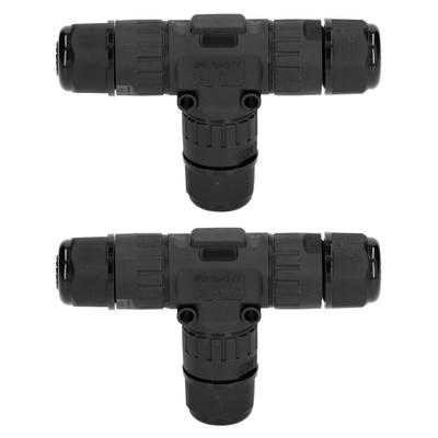 2PCS T Type Tee Junction Box Connector IP68 Waterproof 450V 16A 9?12mm 3 Way Cable Connector