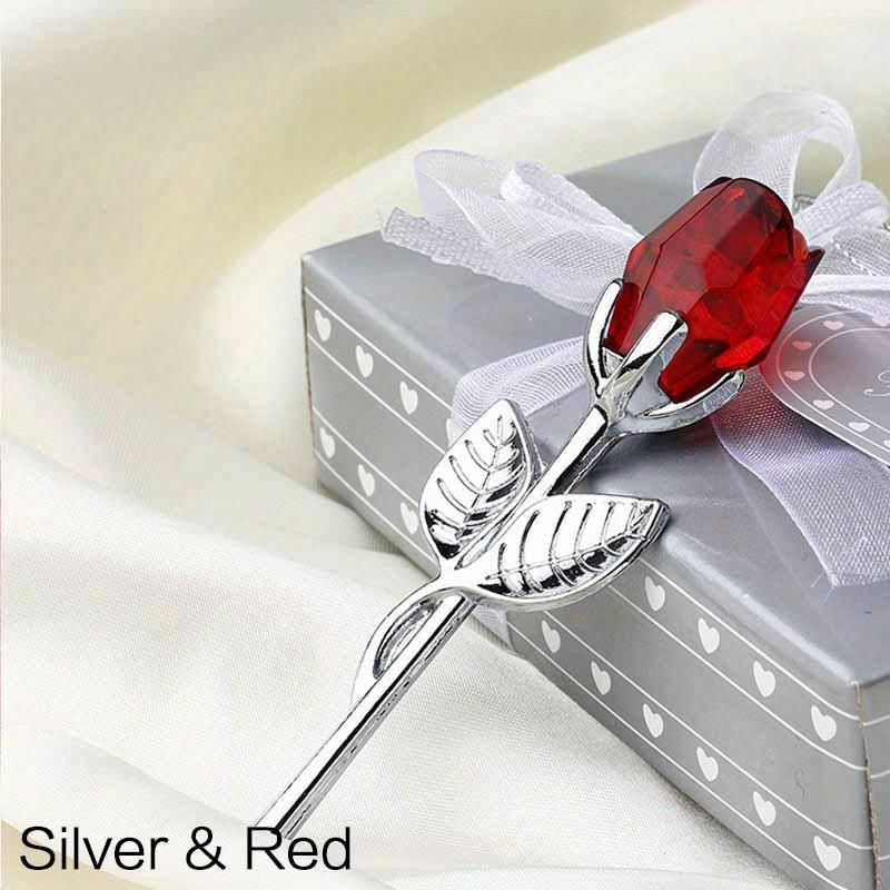 Valentines Day Gift Crystal Glass Rose Flower Figurines Craft Favors Lovers Gift Souvenir Wedding Decoration Ornaments Gift Box