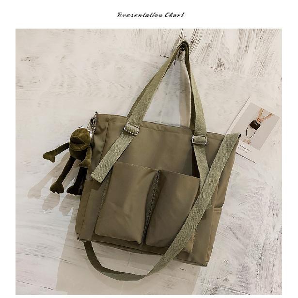 Spring New Ladies Shopping Bag Simple Fashion Handbag 2026 Nylon Waterproof Solid Color Messenger Large Capacity Shoulder Bag