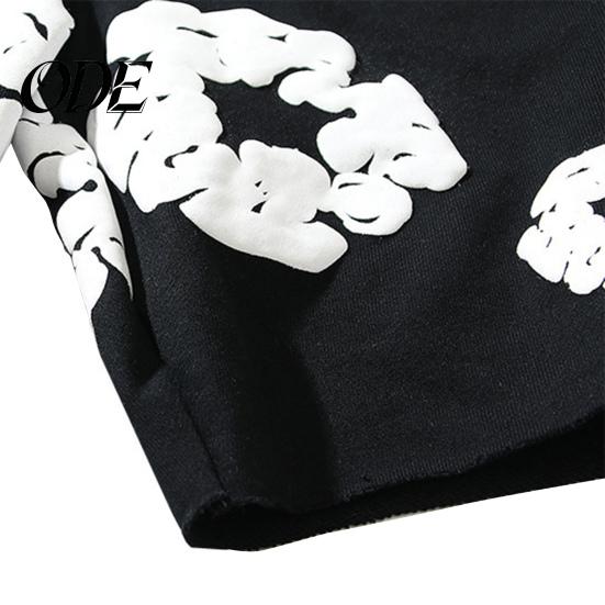 Men Casual Shorts Summer Flower Print Drawstring Elastic Waist Loose Pockets Street Style Pleated Vacation Beach Sport Homewear Short Pants