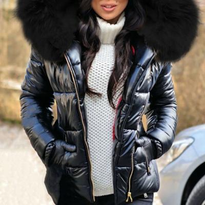 (SU)Women Fashion Long Sleeve Solid Color Hooded Long Down Cotton Jacket Coat