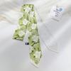 French green small long narrow silk scarf women's spring and autumn pointed corner tied bag ribbon braided hair band headgear scarf streamer belt