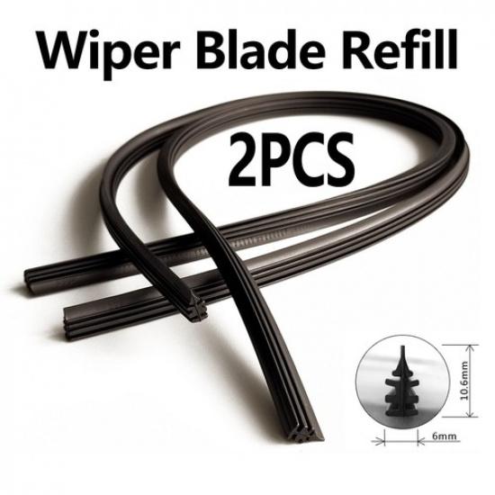 2*Car Bus Rubber Universal Frameless Windshield Wiper Blade Refill 26  Black 6mm