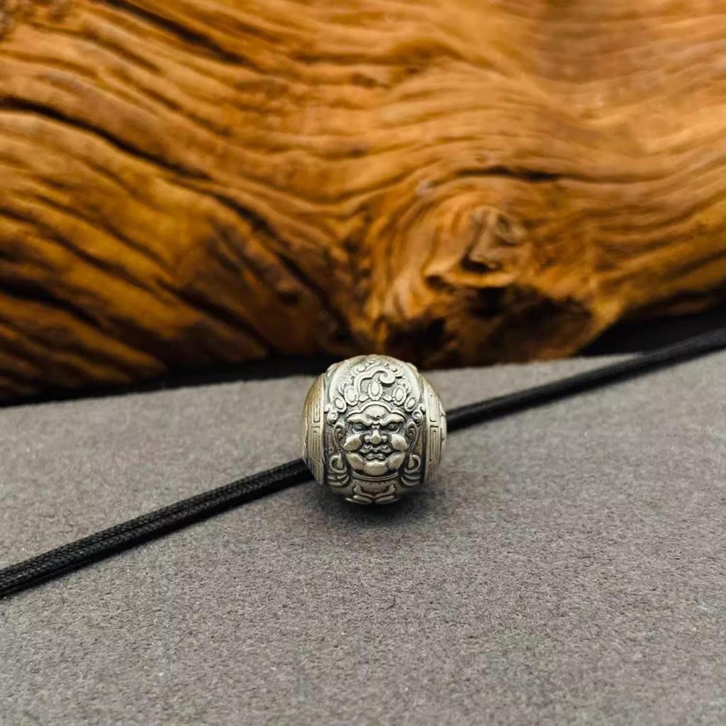 Tibetan Retro Yellow Dzambhala Mahakala Spacer Beads - Aged Round Prayer Beads Bracelet Accessories