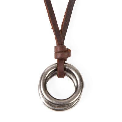 Náhrdelník Richapex s dvojitým krúžkom a orlom, dlhá koža, Perfektný deň, Authentic Leather Ring a Unisex dlhý držiak na okuliare, pánsky dizajn, šnúrka, pre otca