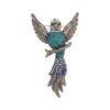 Vintage Eagle Brooch With Sparkling Multicolor Crystals Retro Cartoon Design Durable Alloy Material For Coat Jacket Fashion Accessory Gift