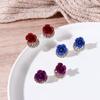 Rose Flower Crystal Zircon Women Stud Earrings Ear Jewelry Drop Earrings Korean Dangle Earrings