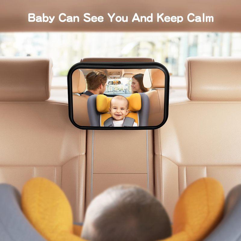 Baby Car Mirror Hook Clip Design Child Safety Seat Observation Mirror Adjustable Safety Anti-shatter Baby Back Seat Monitor