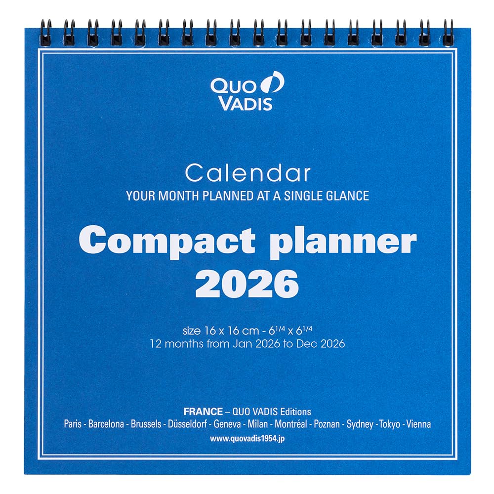 

QUO VADIS 2026 Edition Desk Calendar Compact Planner 16x16cm White PEFC Certified QUOVADIS qv238300