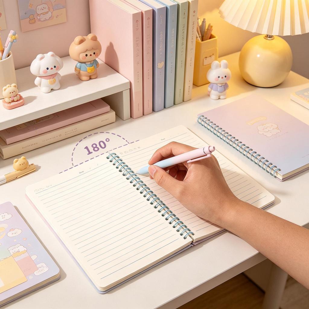 Macaron Color A5 Spiral Notebook - Ruled Diary for Students & Office