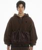 Fanshow (Setup) Pocket Hooded Zipup + Leather Belt Wide Pants- Brown
