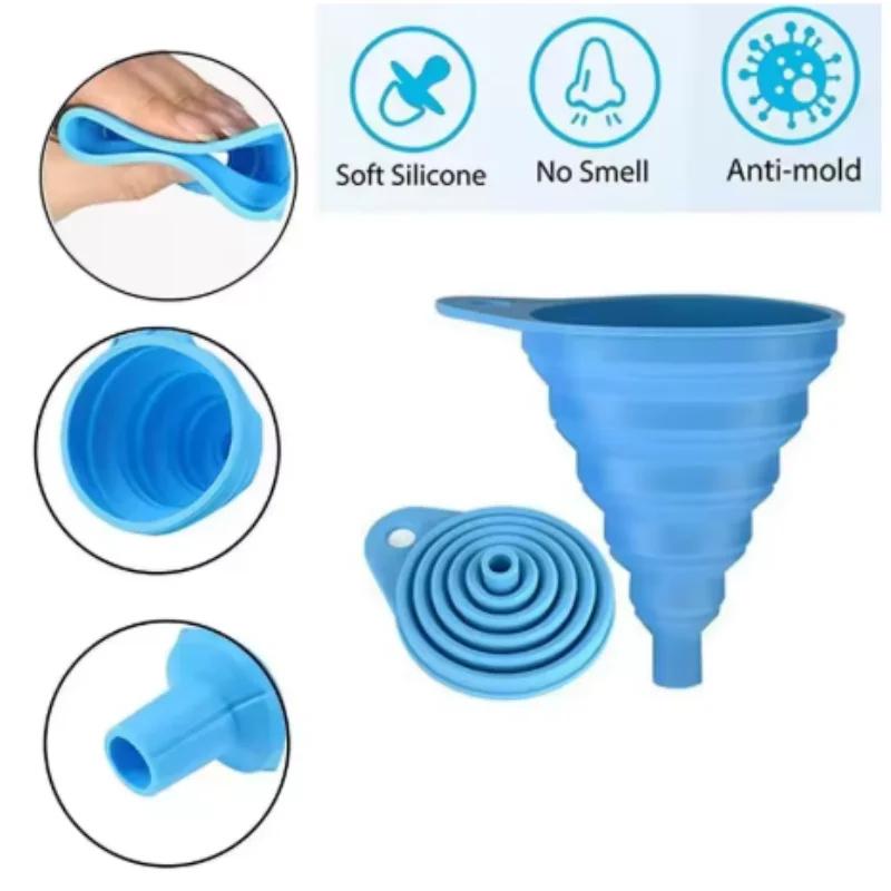 Food Grade Silicone Collapsible Funnel Set, 1/3/5/10pcs Mix S/M/L Sizes for Filling Bottles, Kitchen Liquid Transfer Tool for Sm